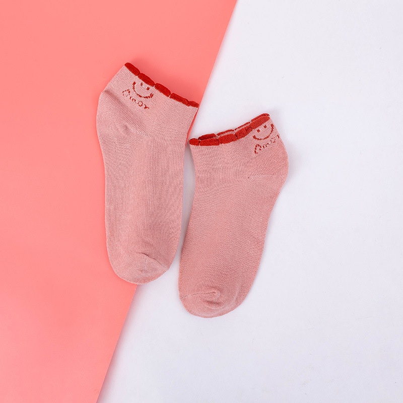 MURMURE.ID | KAOS KAKI WANITA UNISEX RENDA SOCK IMPORT KUALITAS PREMIUM MOTIF MIKI SMILE CS035 CS036-GLBG PINK