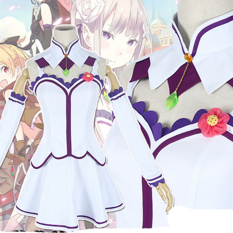 Re:Zero Emilia Daily Cosplay Costume Anime