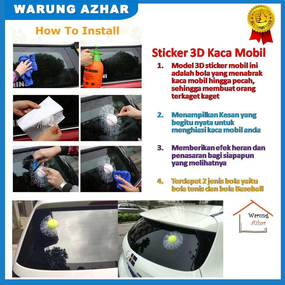 Best Seller Ready Stock Stiker Mobil 3D Bola Kaca Pecah Aksesoris