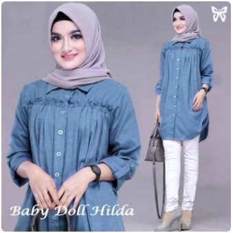 Baju Atasan Tunik Wanita Remaja Import Modis Kekinian Murah Terbaru 2022 Tunik Babydoll Hilda Bahan 