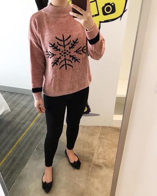 Import HK Snowflake Sweater Baju Musim Dingin Sweater Winter Sweater Winter Blouse Atasan Hangat