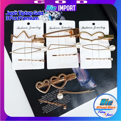 5 Pcs Jepit Tiptop Gold Premium Korean Style Impor Best Seller