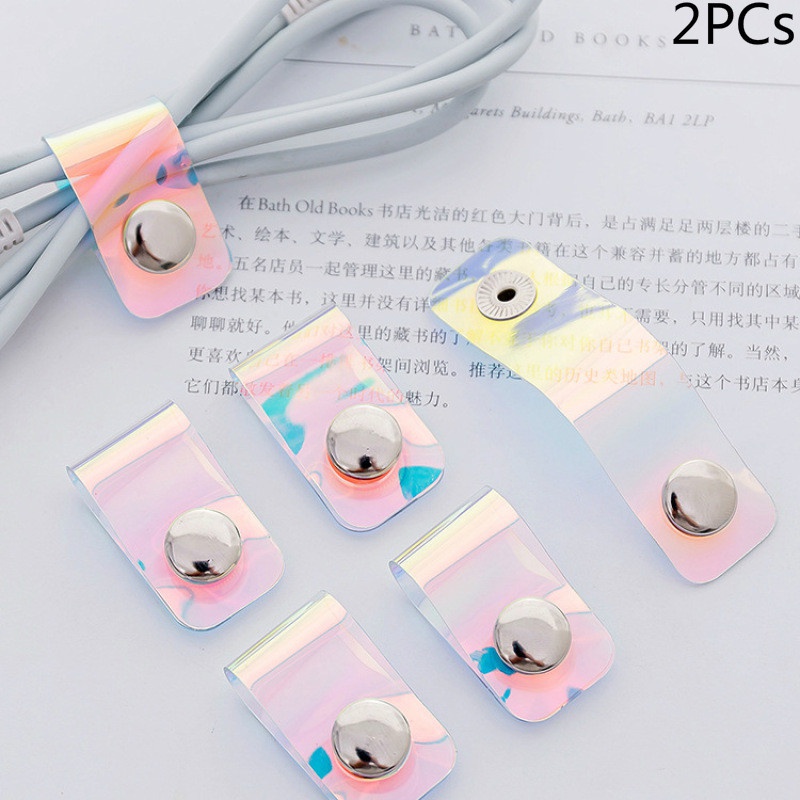 2 Pcs Simple Laser Data Cable Finishing Winder Pvc Girl Heart Portable Headphone Cable Button Cable Harness