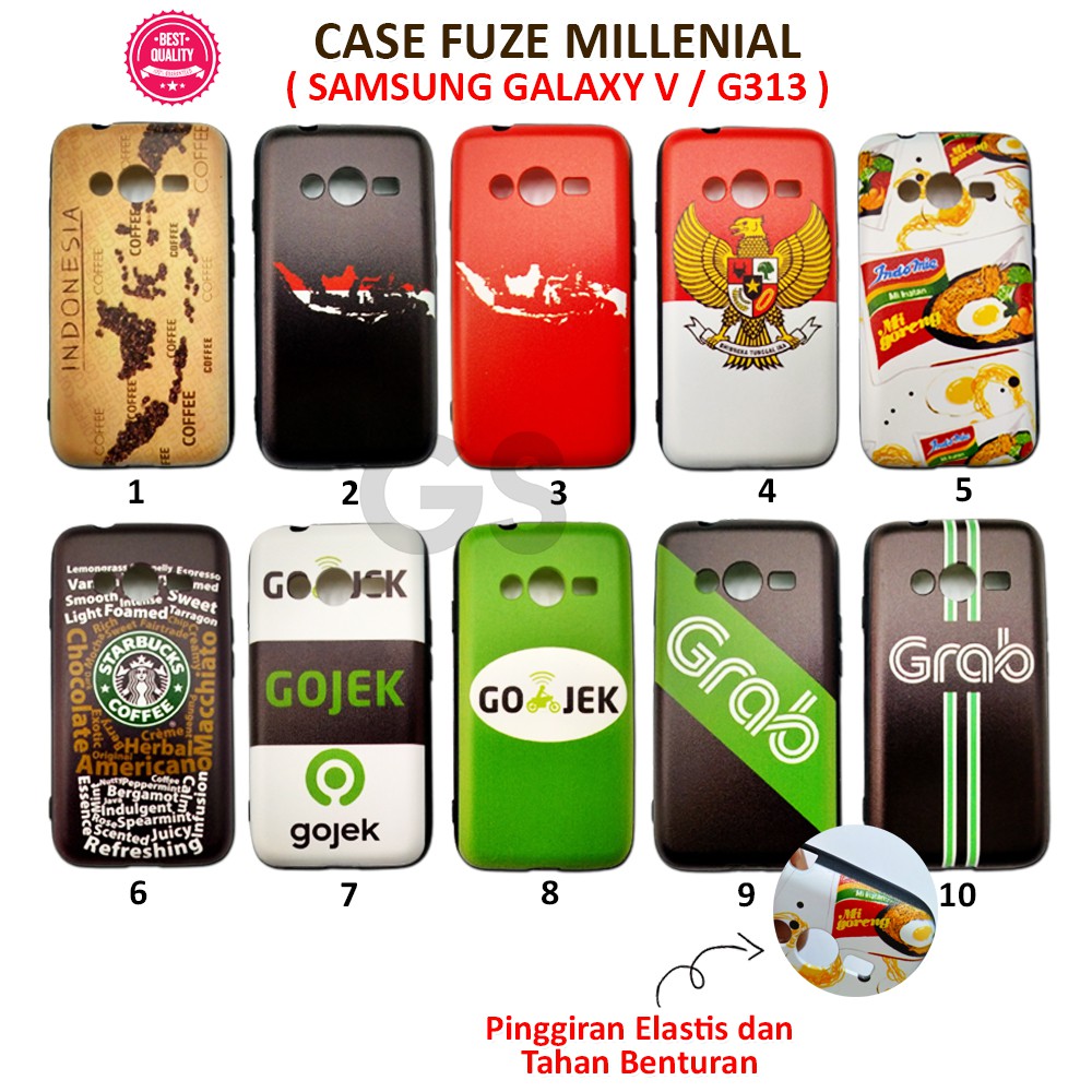 Case SAMSUNG G313 Galaxy V Case Fuze Glass Plus Popsocket Karakter Lucu