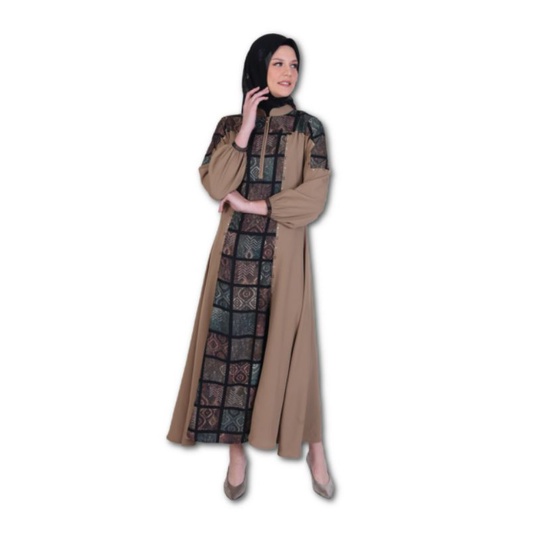 New abaya hikmat A8911 brown dan black size S M L XL( harga diskon )