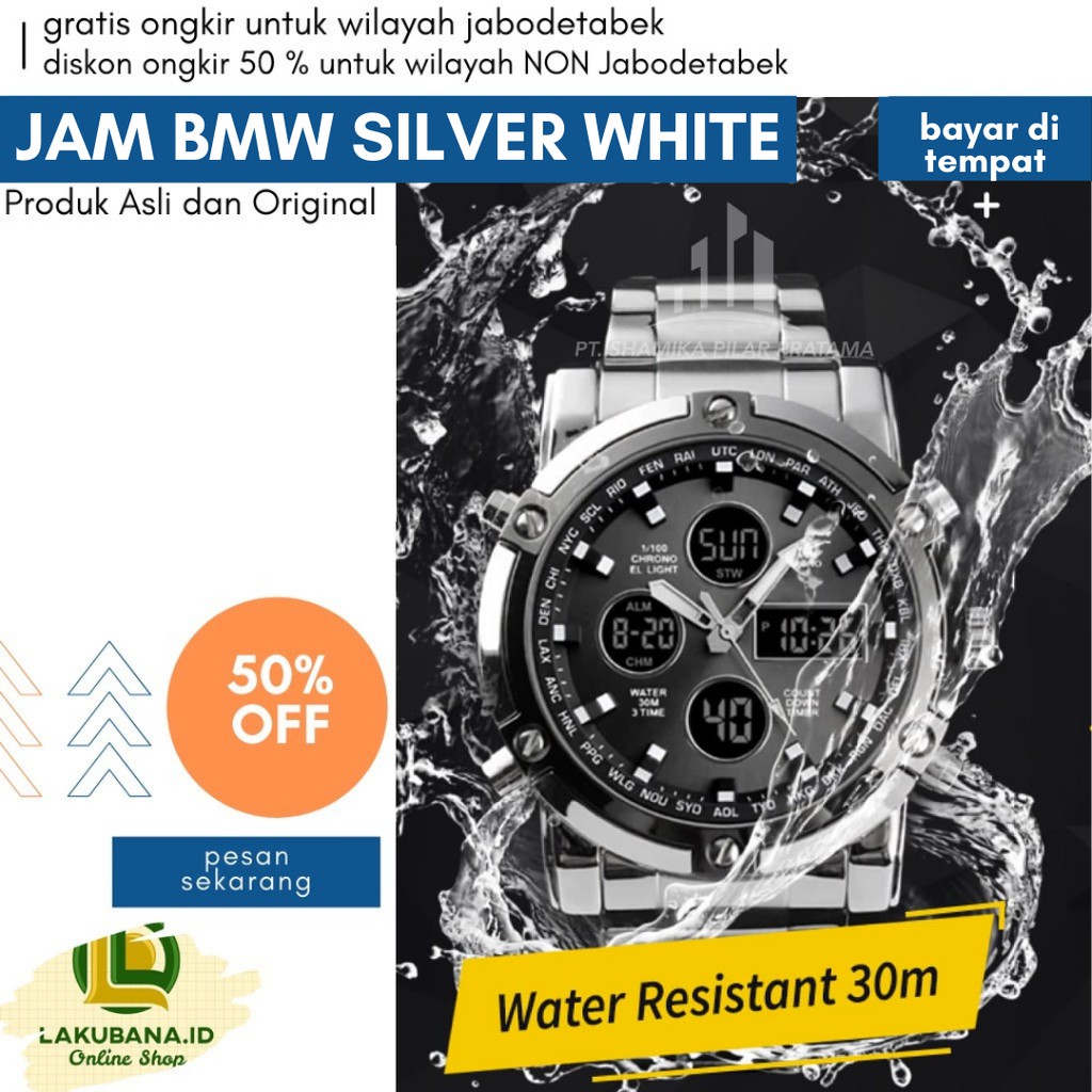 SILVER BLACK / Jam Dual Function Dengan Fitur Hari Tanggal Jam & Tahan Air Original Jam tangan ranta