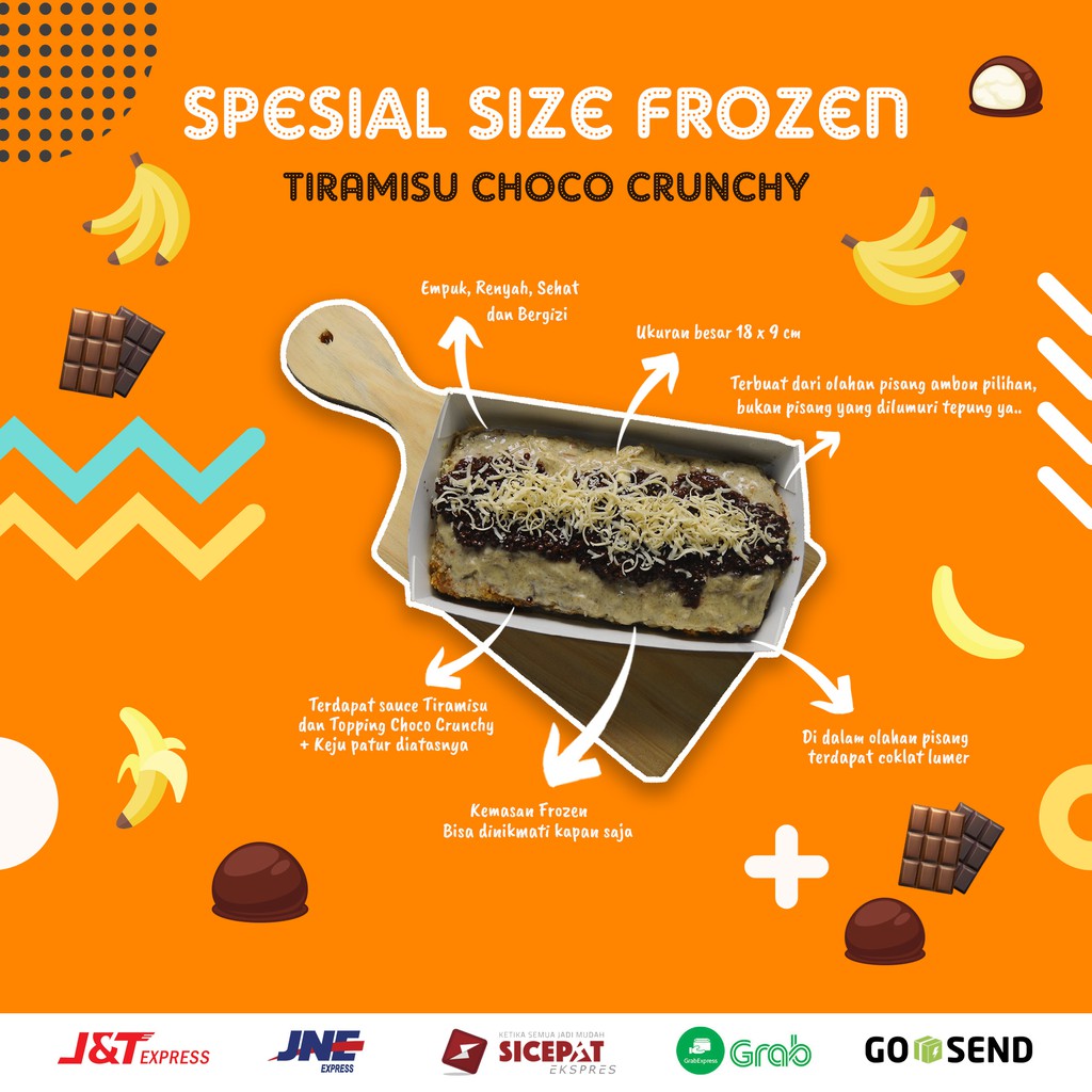 

TIRAMISU CHOCO CRUNCHY | NUGGET PISANG JUMBO MERK PISANG KEKINIAN UK. 20x10 CM