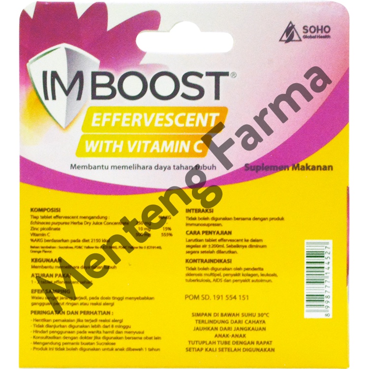 Imboost Effervescent with Vitamin C Rasa Jeruk 8 Tablet