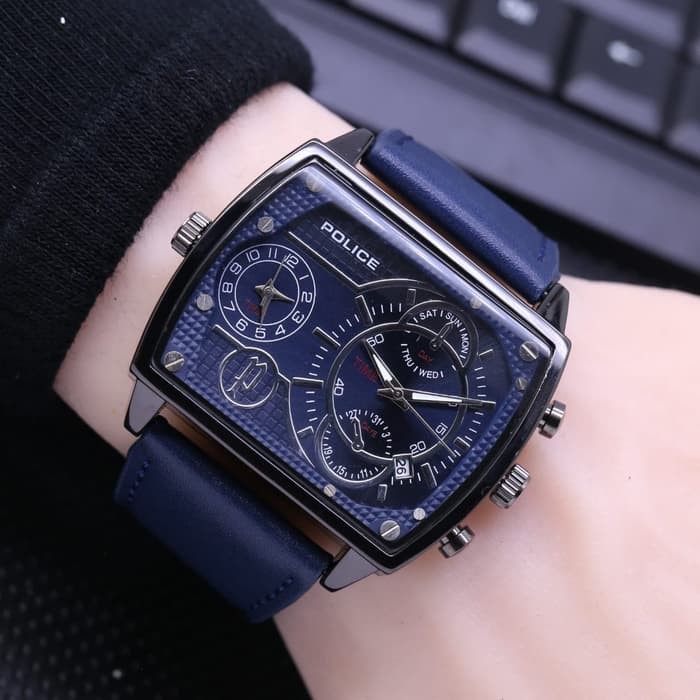 JAM TANGAN PRIA POLICE DOUBLE 7909 TIME CHRONO OFF(5 WARNA) - I BLUE