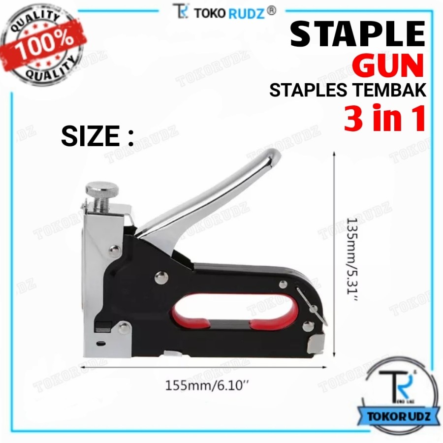 Steples Tembak Staple Staples Gun 3 in 1 Jok Kulit Kayu Karpet Kardus