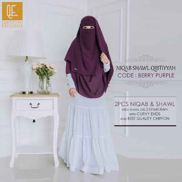 Set Shawl Qibtiyyah Berry Purple , Qibtiyyah Exclusive Original Malaysia