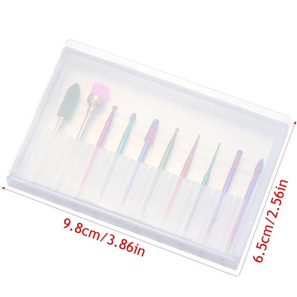 R-flower 10PCs Set Mata Bor Kuku Menghilangkan Kulit Mati Aksesoris Kepala Gerinda Nail Art Manicure Files