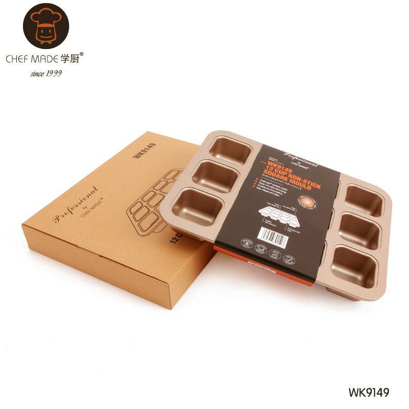 Chefmade 12 cups square mold bake pan wk9149 / loyang kue mini square loaf pan