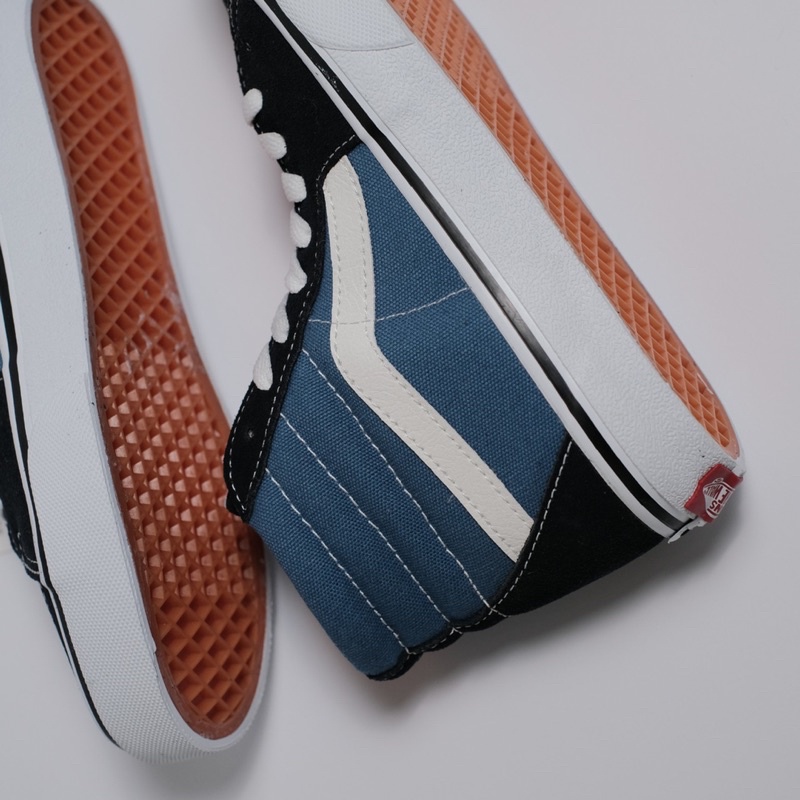 (SALE WOMEN SIZE) VANS SK8-HI V38CL+ BLACK/WHITE CHECKERBORD NAVY/WHITE ORIGINAL 100% ( Japan Market )