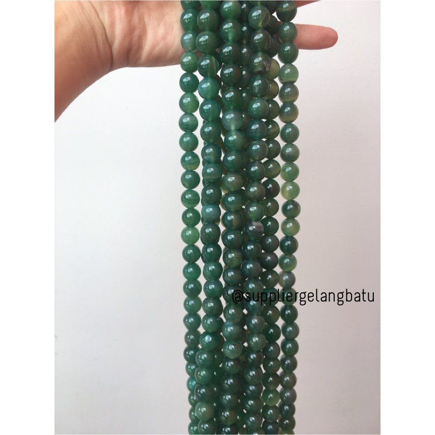 supplier bahan batu giok green jade akik hijau alam 12mm gelang kalung