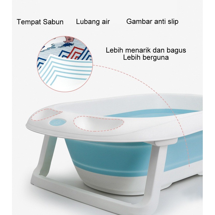 Bak Mandi Bayi Lipat Foldable Silicone Infant Folding Bath Tub