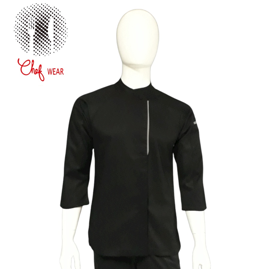 Chef Wear Baju Koki Hitam Komb Net S-XXL (Lis Abu)