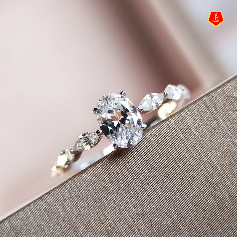 [Ready Stock]Women's Elegant Simple Moissanite Diamond Ring