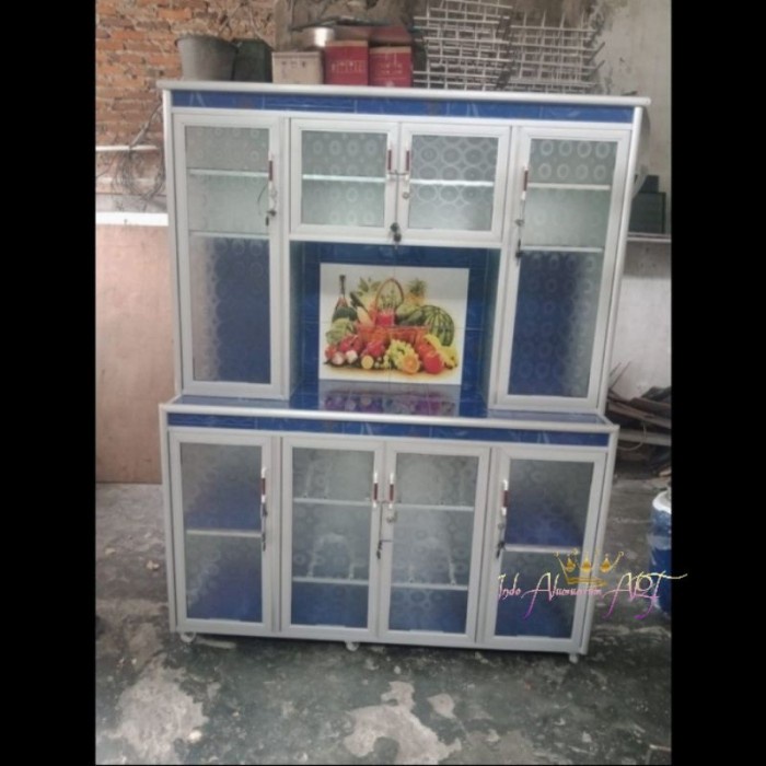 Lemari Dapur Besar - Rak Piring Kaca Alumunium Anti Karat