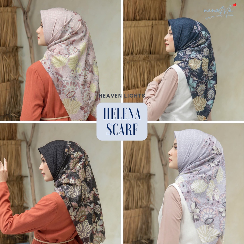 Heaven Lights Helena Scarf Iris | Hydrangea | Lavender | Lily Jilbab Segi Empat Bahan Voal