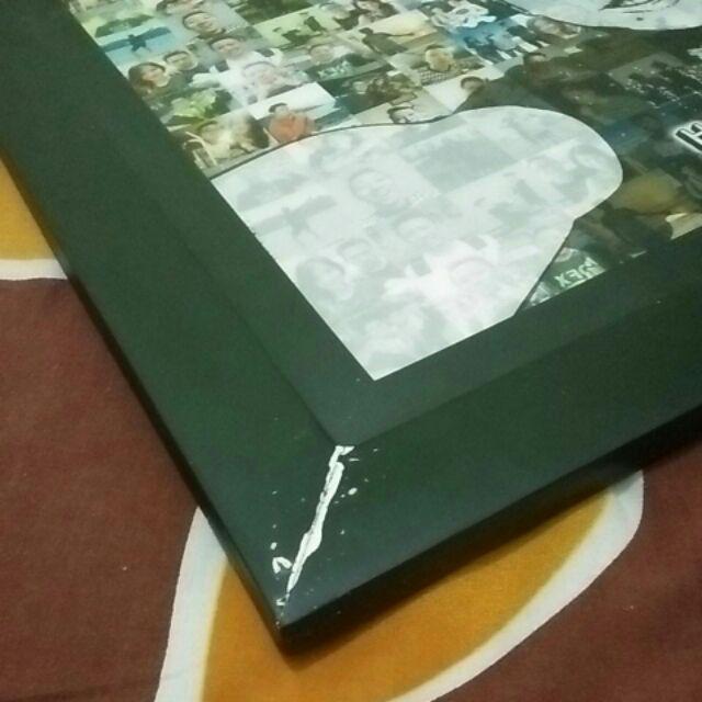 Mozaik Black And White In Black Frame (42x30)