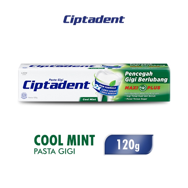 CIPTADENT Pasta Gigi Pencegah Gigi Berlubang MAXI 12 Cool Mint Tube 120GR
