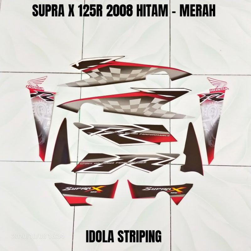 Striping Supra X 125R 2008 Hitam Merah