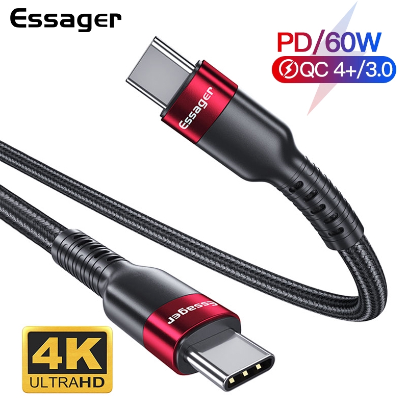 

Essager USB 3.1 Type C to USB C for Macbook Pro Laptop 100W Quick Charge 4.0 3.0 Fast for USB Type-C Charging Cable