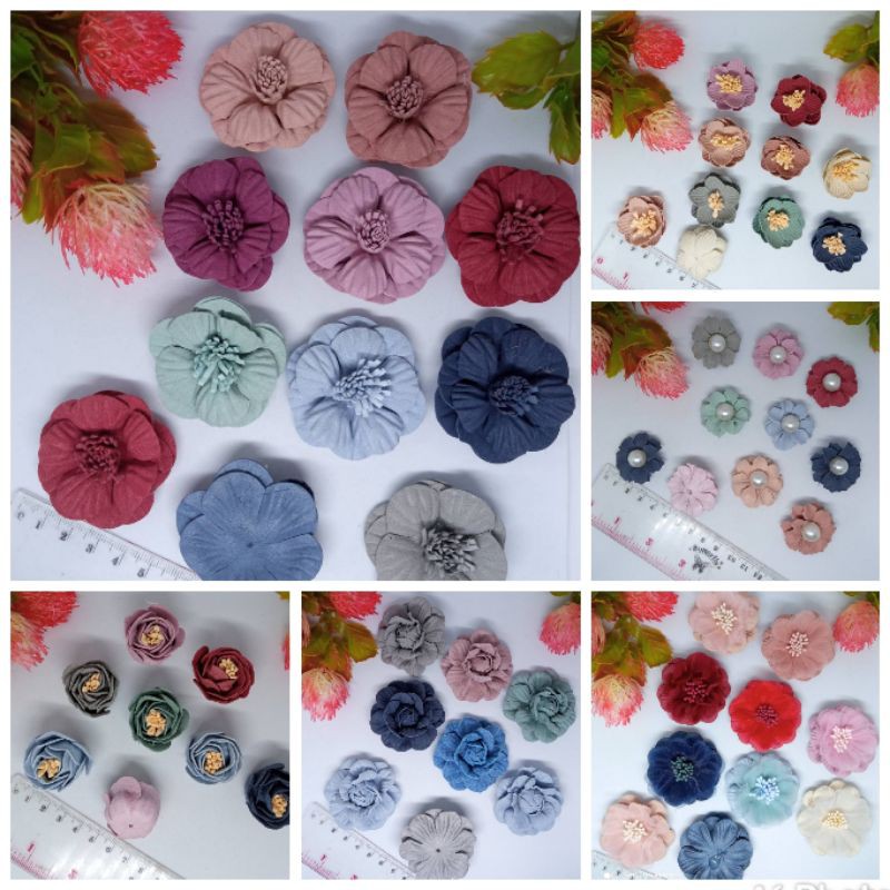 (12pcs)aplikasi Bunga suede