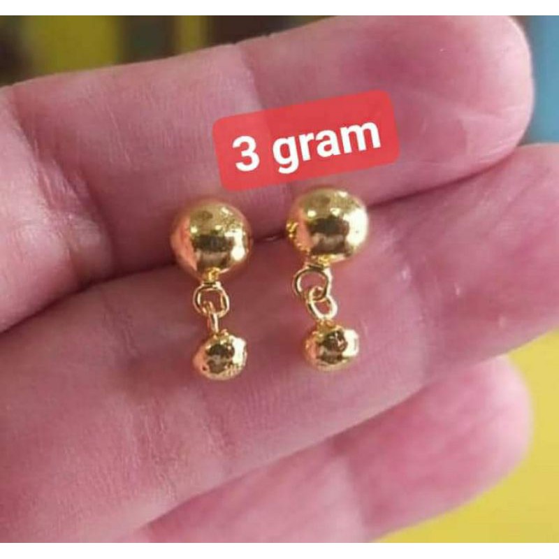 Anting Bola bola Emas Asli 24K Kadar 99,99%,