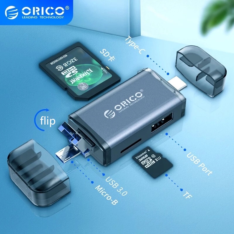 Orico Card Reader OTG 6 in 1 USB 3.0 Micro USB 2.0 Tipe C Ke SD TF Adapter Multi Memory SD Cardreader