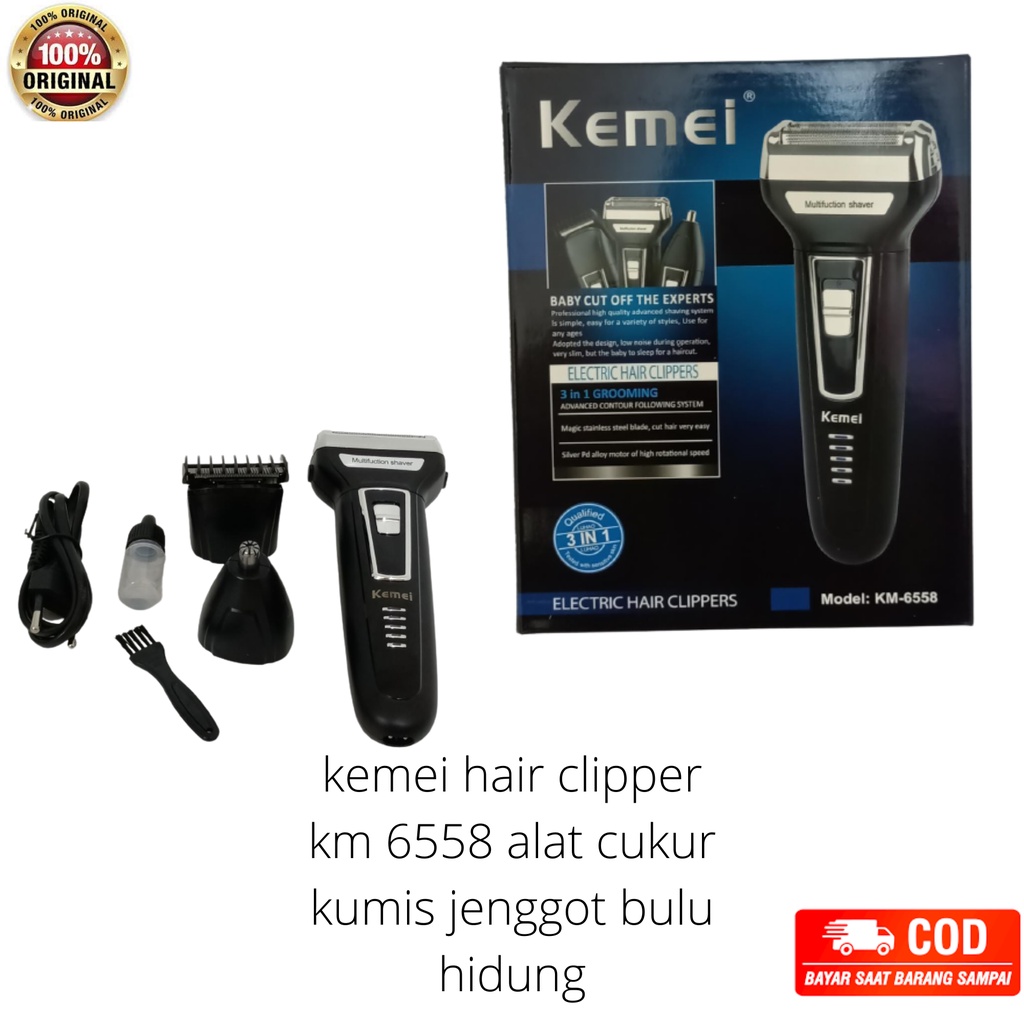 Cukuran Kemei KM-6558 Alat Cukur Rambut Dan Kumis 3 in 1 Rechargeble kemei hair clipper km 6558 alat cukur kumis jenggot bulu hidung