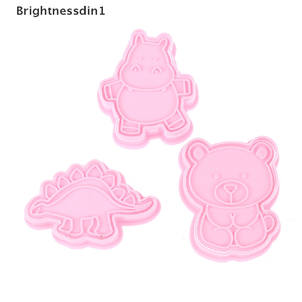 4 Pcs Alat Cetakan Pemotong Biskuit Cookie Bentuk Kartun Dinosaurus 1 In 1 Untuk Baking