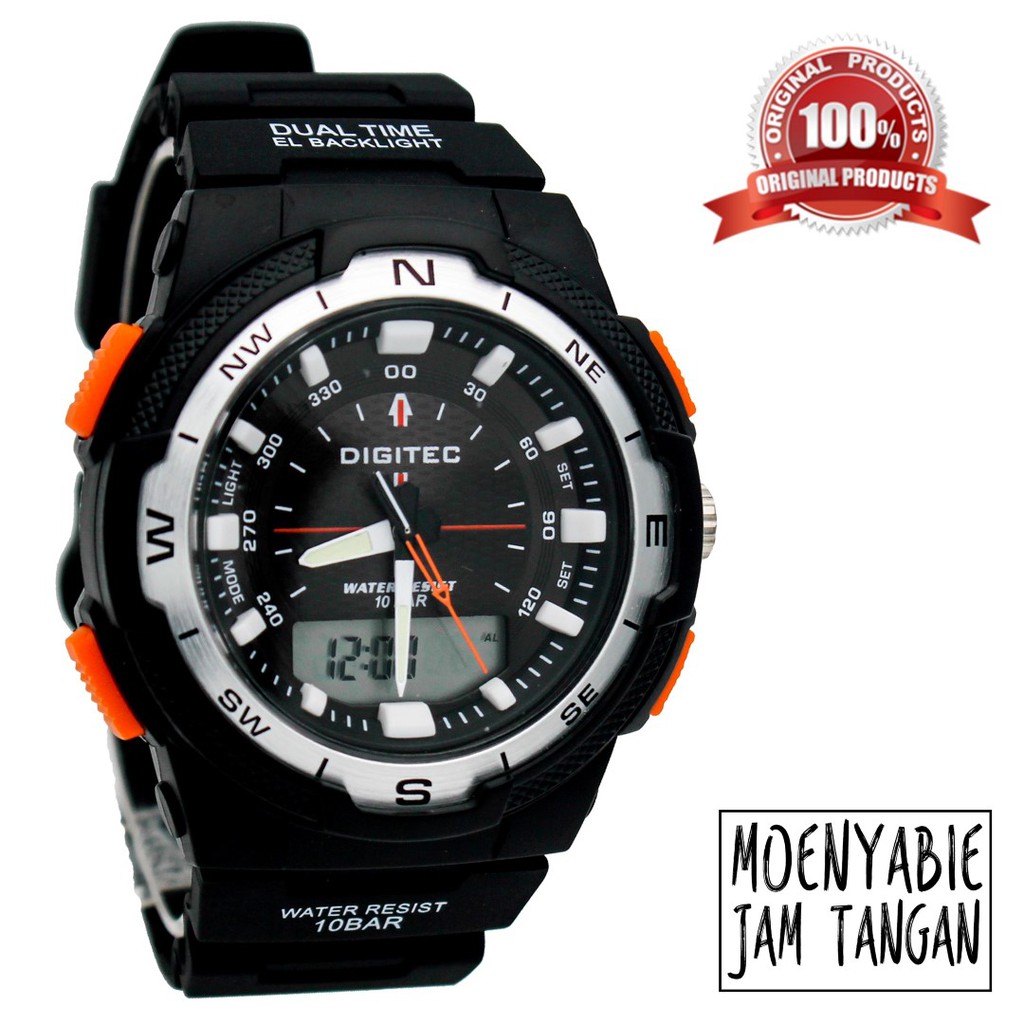 Digitec DG 3067T Black Orange Original Dan Anti Air Jam Tangan Digitec Pria