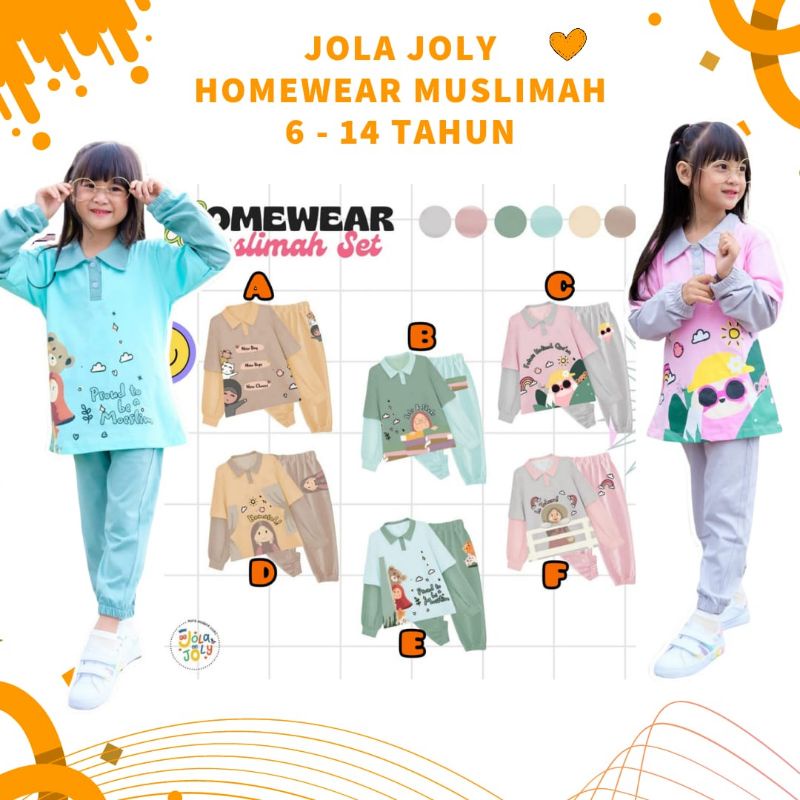 JOLA JOLY HOMEWEAR MUSLIMAH SET STELAN BAJU RUMAH ANAK MUSLIM ISLAMI BAJU NGAJI MAIN SANTAI 6 8 TAHU