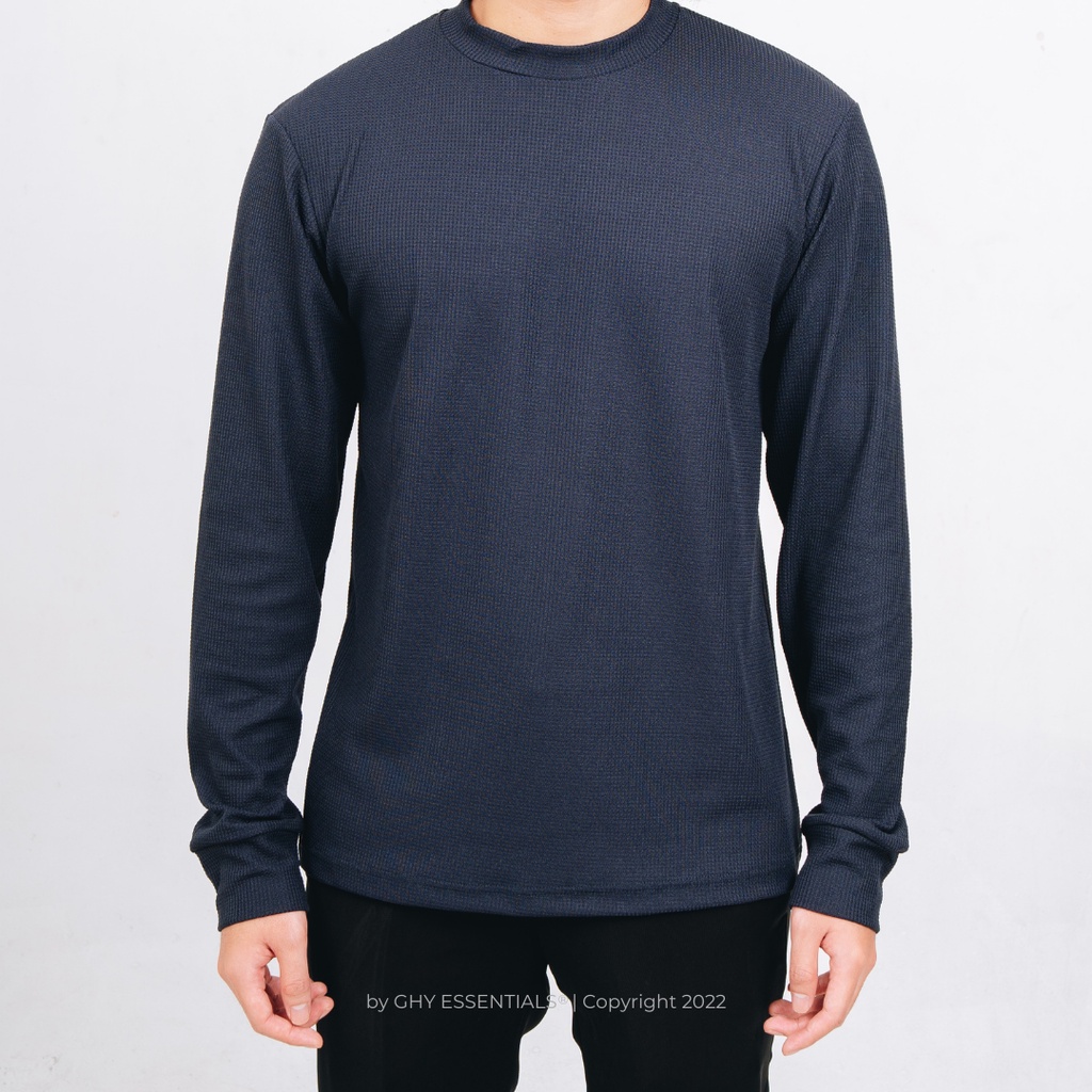 GHY ESSENTIALS Waffle Series - Long Sleeve Shirt (Ocean Blue)