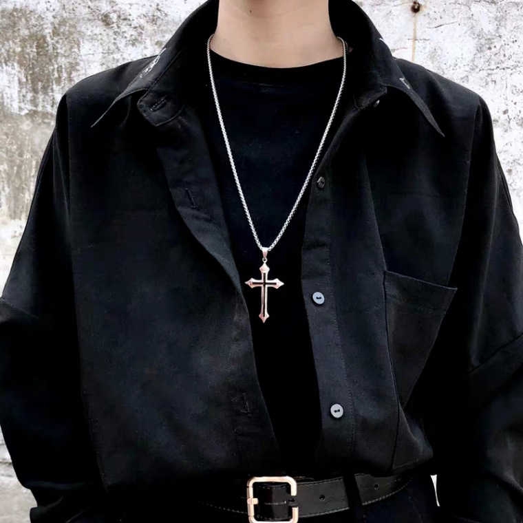 19082Harajuku style street personality cross necklace wild pendant