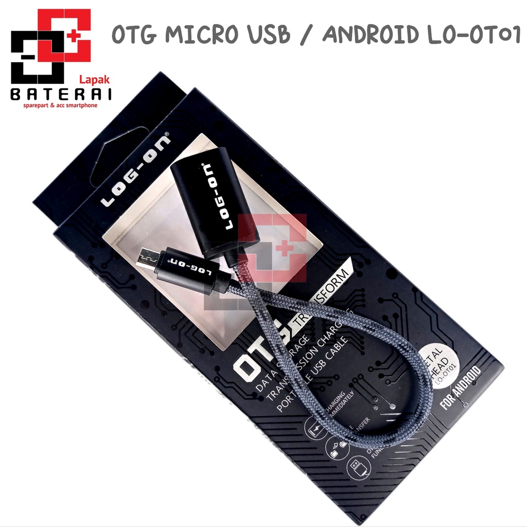 LOG - ON OT01 Micro Kabel OTG Android | Kabel File Transfer Metal Kabel Nylon Berkualitas