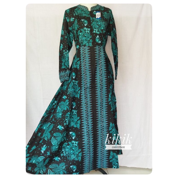 Gamis Katun Motif Batik Long Dress Wanita Murah Busui Friendly Pakaian Adem Tunik Motif Mojokerto Su