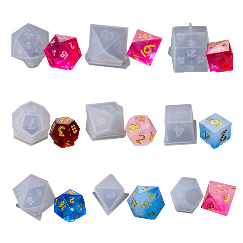 SIY  9 Shapes Dice Fillet Square Triangle Dice Mold Dice Digital Game Silicone Mould