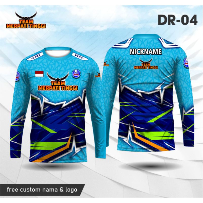 Jersey merpati balap tinggi Fullprint kaos burung dara balap baju merpati lengan panjang