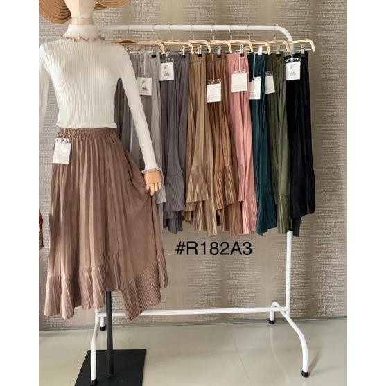 Promo FW R182LG Rok Plisket SUEDE Premium Bangkok Import
