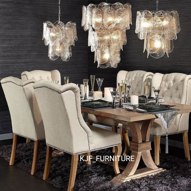 meja makan set 6 kursi meja makan mewah klasik jati