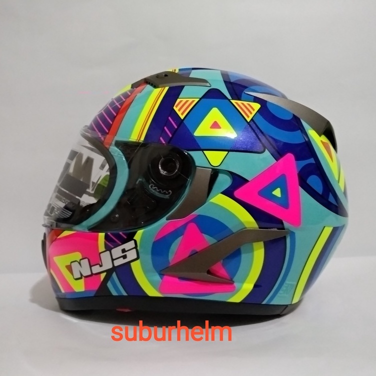 HELM  NJS  SHADOW   COSMIC   JET  GREEN  FLAT VISOR  FREE FLAT VISOR + TEAR OFF CLEAR    PAKET GANTE