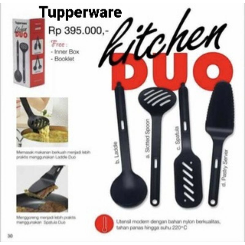 SALE 50%  Tupperware Kitchen Duo Utensil Set (4 Pcs) // Sutil Spatula Utensil Laddle Set Alat Memasa