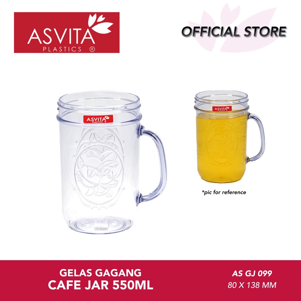 alkena_storee - set 6pcs gelas jar asvita 550ml plastik tebal food grade gj099