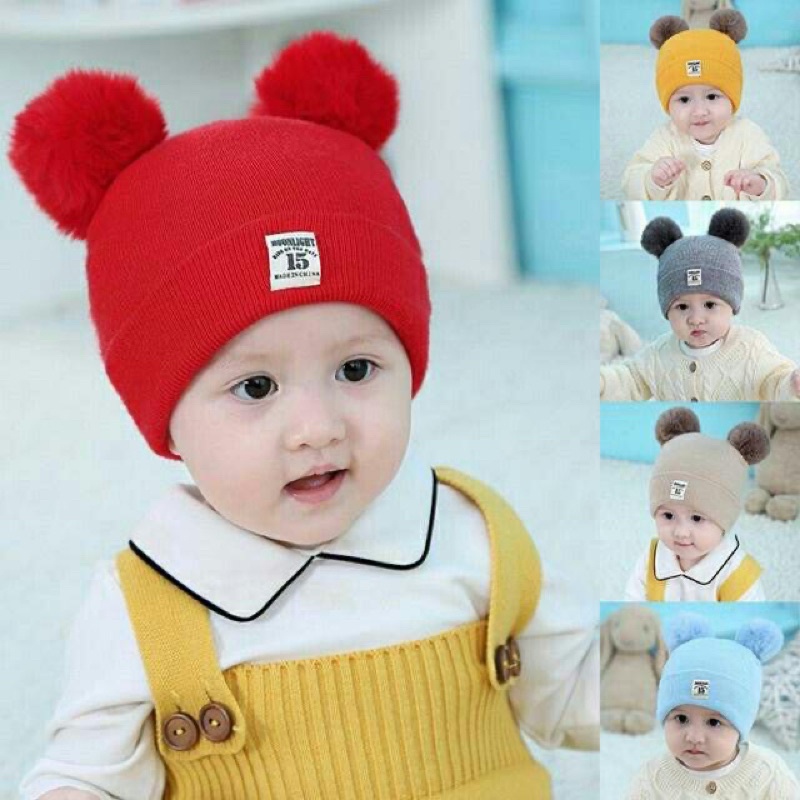 Topi Polos Pom-Pom(15)/ Kupluk (15) 0-3Tahun