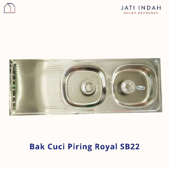 Bak Cuci Piring Royal SB22 Stainless Sink 2 Lubang Sayap / Wastafel / Wasbak