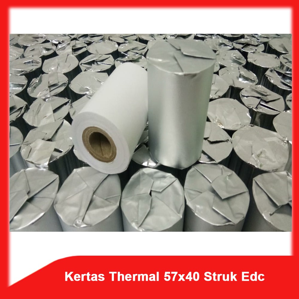 KERTAS STRUK THERMAL PAPER ROLL/ KERTAS MOBILE PRINTER 57x40 / 58x40mm isi 50 Roll