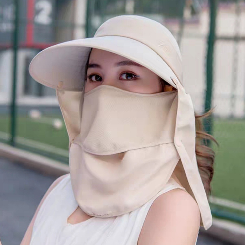 TOPI ANTI UV 4in1 I sun protection spring summer ladies hat het pelindung wajah masker cadar visor vizor ringan impor lari pantai berkebun wanita